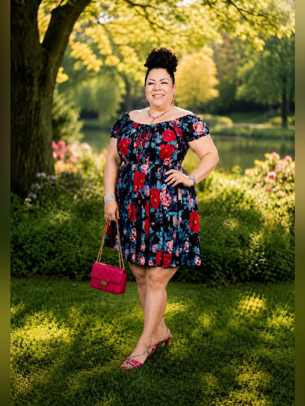 Sweetheart Mini Dress - Mesh Floral Black 2X